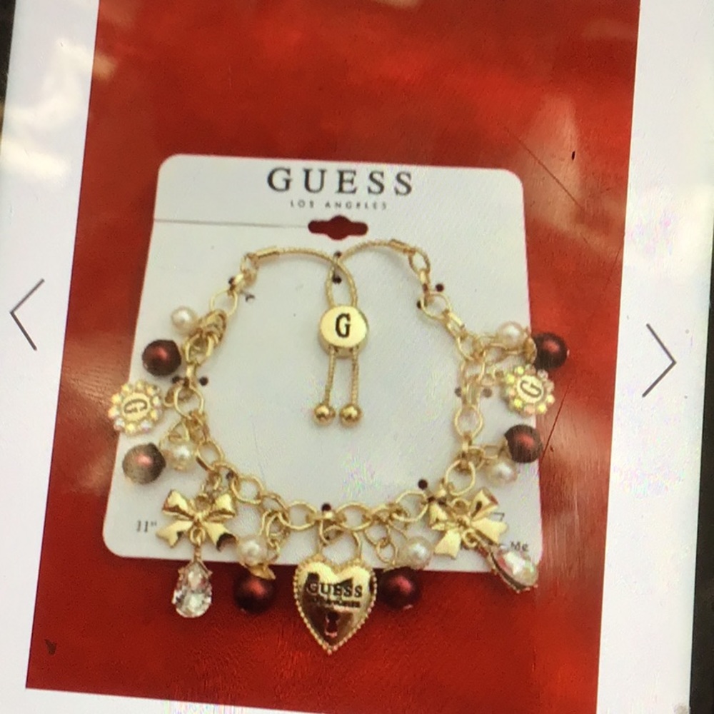 GUESS ROSE GOLD TWO ROW SLIDER CHARM BRACELET - Picture 8 of 9